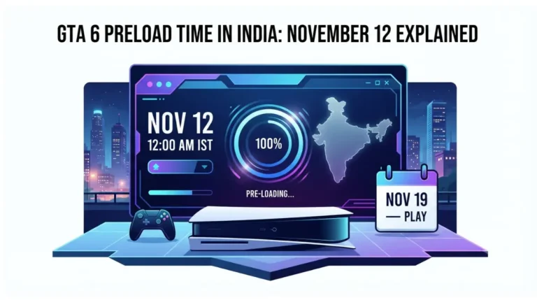 GTA 6 pre-load time in India showing November 12 at 12 AM IST