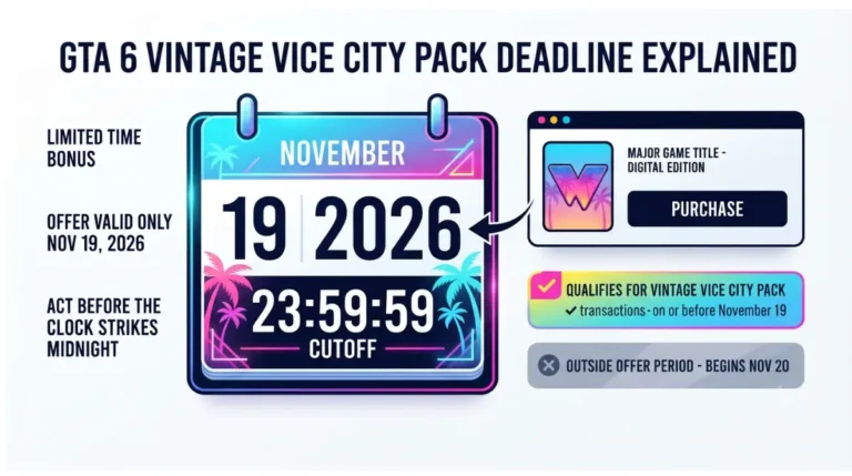 GTA 6 Vintage Vice City Pack deadline showing November 19 2026 cutoff