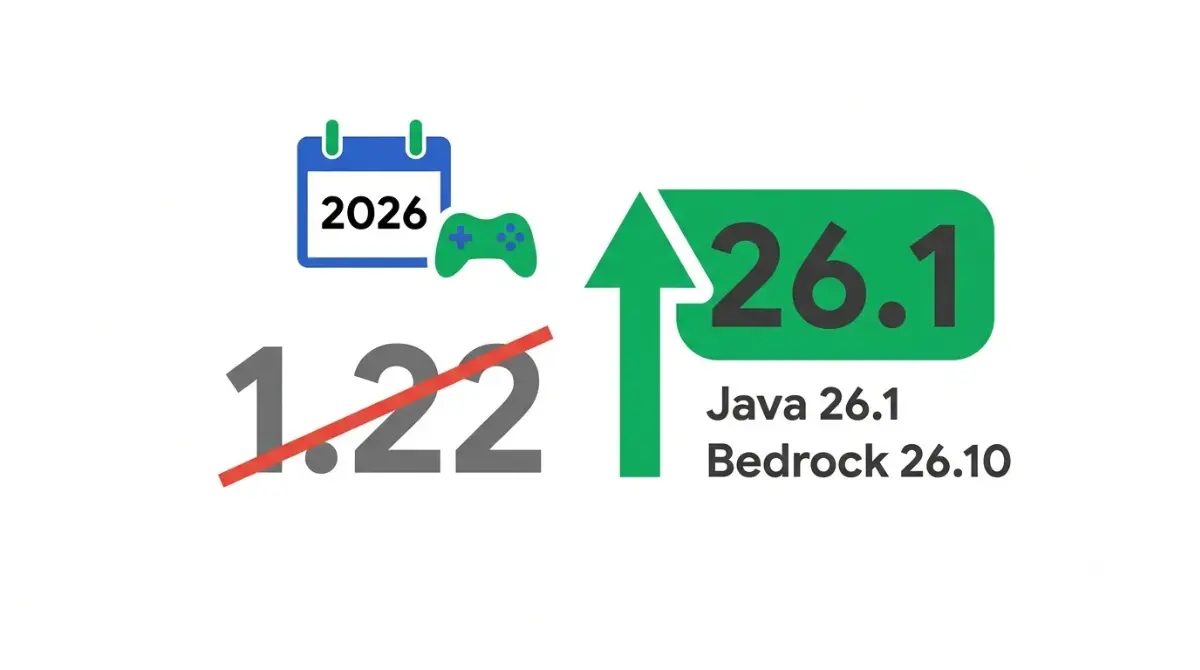 Minecraft 1.22 does not exist because Mojang replaced 1.x version numbers with year-based 26.x numbering
