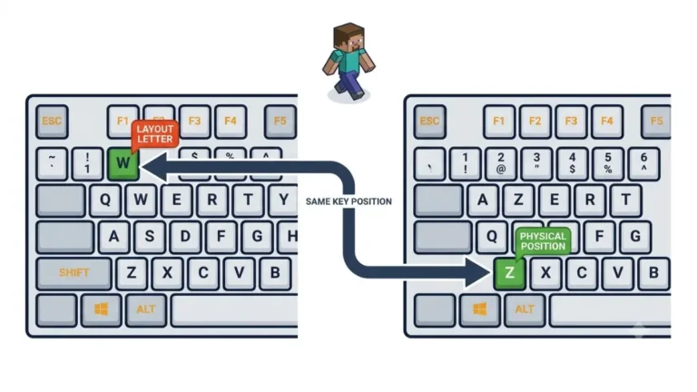 “Minecraft 26.3 SDL3 key binds use the same physical key position on QWERTY and AZERTY keyboards.”