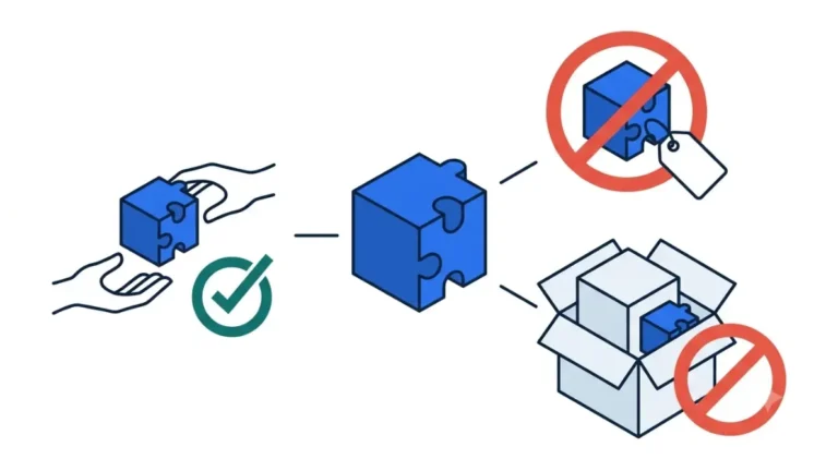 Minecraft EULA illustration showing an original mod being shared, while selling the mod and distributing a game-and-mod bundle are crossed out.