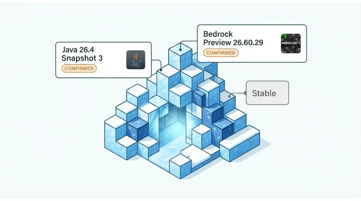 Minecraft Ice Caves available in Java Snapshot 26.4 and Bedrock Preview 26.60 testing builds