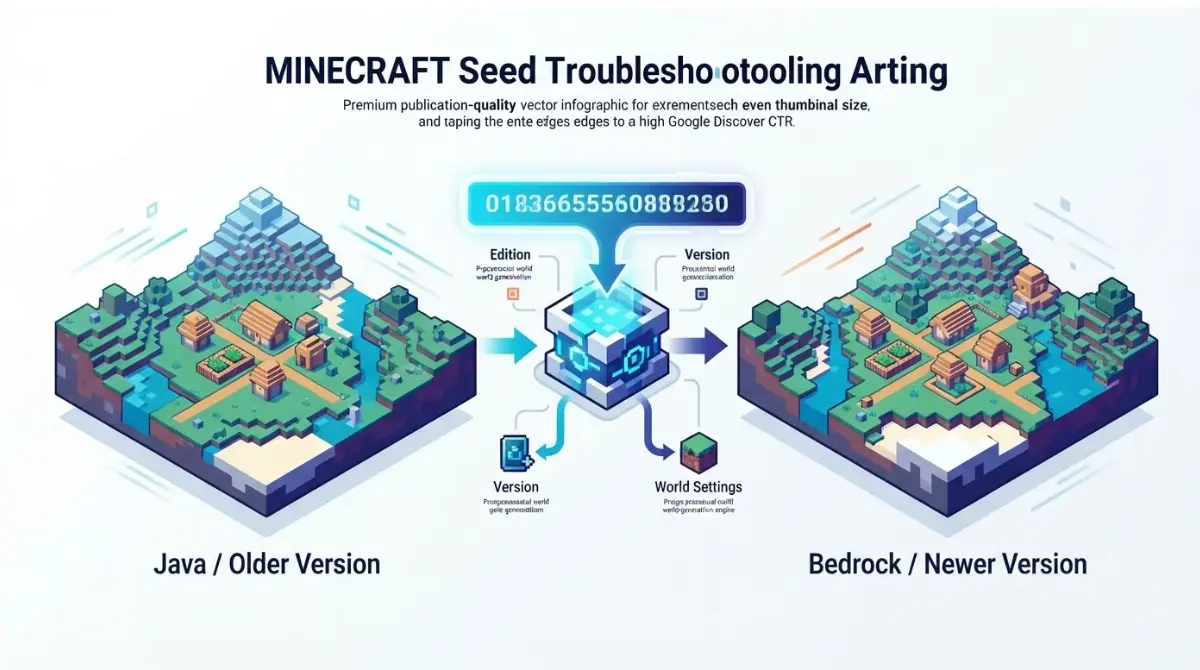 Minecraft Seed showing the same seed generating different worlds across Java and Bedrock